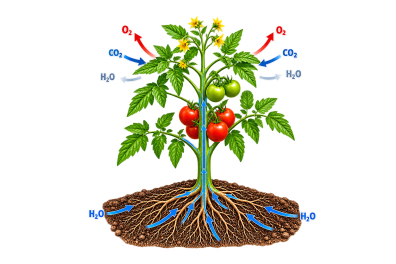 Echanges gazeux et hydriques d'une plante - de jour